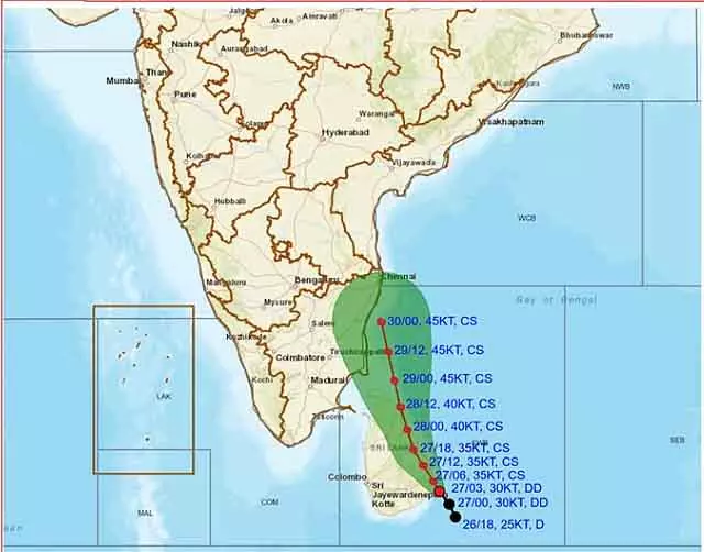 चक्रवाती तूफान टिट्वा चेन्नई से 700 km दूर : Meteorological Department चक्रवाती तूफान टिट्वा चेन्नई से 700 km दूर : Meteorological Department