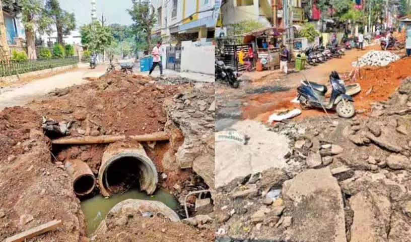 जुबली हिल्स के निवासियों को GHMC रोड और ड्रेनेज का काम धीरे चलने से परेशानी हो रही है जुबली हिल्स के निवासियों को GHMC रोड और ड्रेनेज का काम धीरे चलने से परेशानी हो रही है