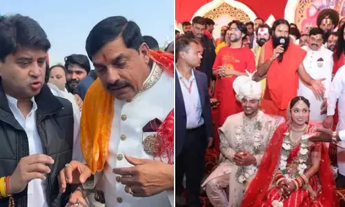 MP के CM के बेटे की शादी: ज्योतिरादित्य सिंधिया बारात में शामिल हुए