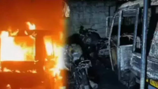 BJP कार्यकर्ता के घर के पास चार गाड़ियों में आग लगा दी गई