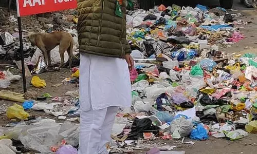 AAP MLA ऑफिस के बाहर कूड़े के ढेर को लेकर BJP ने किया विरोध प्रदर्शन