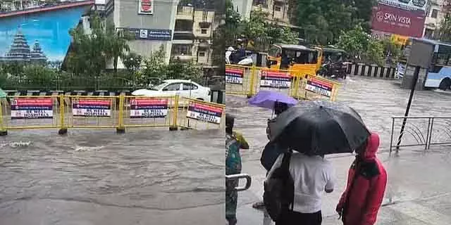 चेन्नई में बारिश जारी : सड़कें बाढ़ में डूबी चेन्नई में बारिश जारी : सड़कें बाढ़ में डूबी