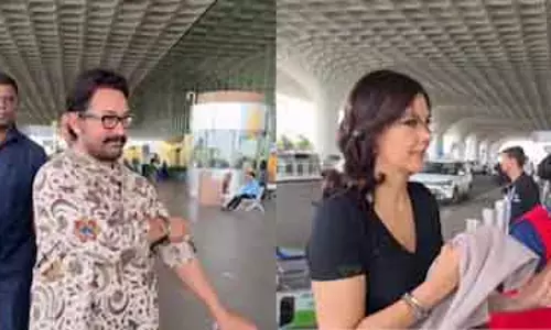 Aamir Khan और गौरी स्प्रैट एयरपोर्ट PDA मोमेंट्स में नजर आए Aamir Khan और गौरी स्प्रैट एयरपोर्ट PDA मोमेंट्स में नजर आए