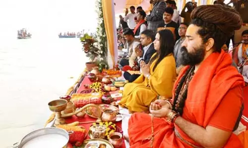 वार्षिक धार्मिक मेले का काउंटडाउन शुरू, त्रिवेणी की पवित्र धारा में सम्पन्न हुआ गंगा पूजन