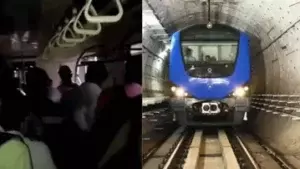 Chennai मेट्रो ट्रेन में खराबी के कारण बीच में रुकी Chennai मेट्रो ट्रेन में खराबी के कारण बीच में रुकी