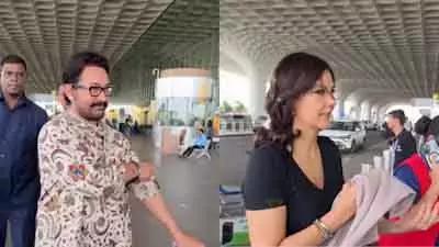 Aamir Khan और गौरी स्प्रैट एयरपोर्ट PDA मोमेंट्स में नजर आए Aamir Khan और गौरी स्प्रैट एयरपोर्ट PDA मोमेंट्स में नजर आए