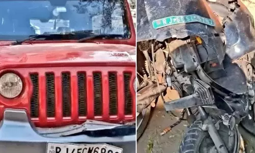 तेज रफ़्तार थार ने बाइक और स्कूटी को मारी टक्कर, चालक की मौत तेज रफ़्तार थार ने बाइक और स्कूटी को मारी टक्कर, चालक की मौत
