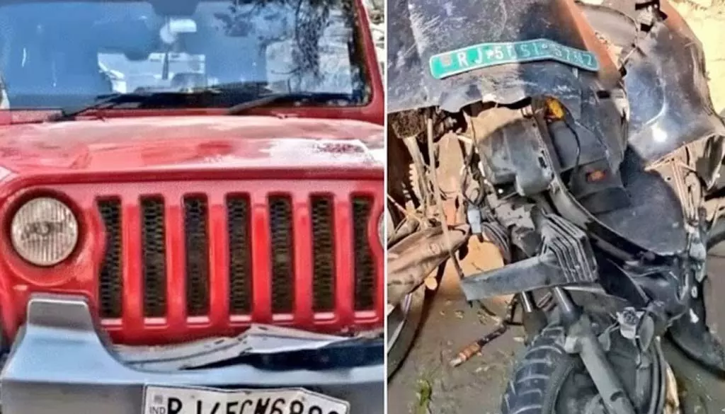 तेज रफ़्तार थार ने बाइक और स्कूटी को मारी टक्कर, चालक की मौत तेज रफ़्तार थार ने बाइक और स्कूटी को मारी टक्कर, चालक की मौत