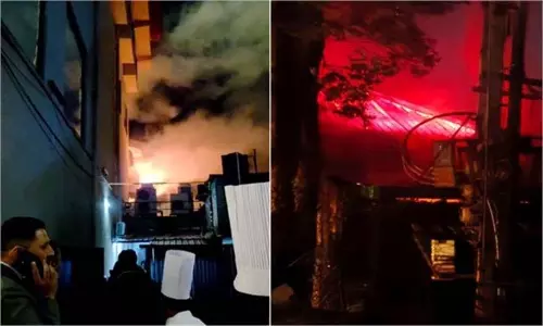 Hotel धौलाधार में लगी आग, दमकल विभाग मौके पर सक्रिय Hotel धौलाधार में लगी आग, दमकल विभाग मौके पर सक्रिय