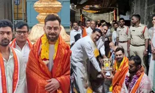 भारत की ODI जीत के बाद विराट कोहली ने विशाखापत्तनम में सिम्हाचलम अपन्ना मंदिर का दौरा किया।