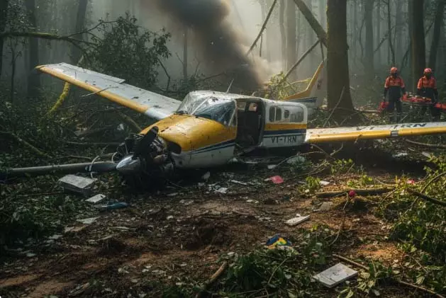 ट्रेनी विमान क्रैश, पायलट सहित 2 घायल ट्रेनी विमान क्रैश, पायलट सहित 2 घायल