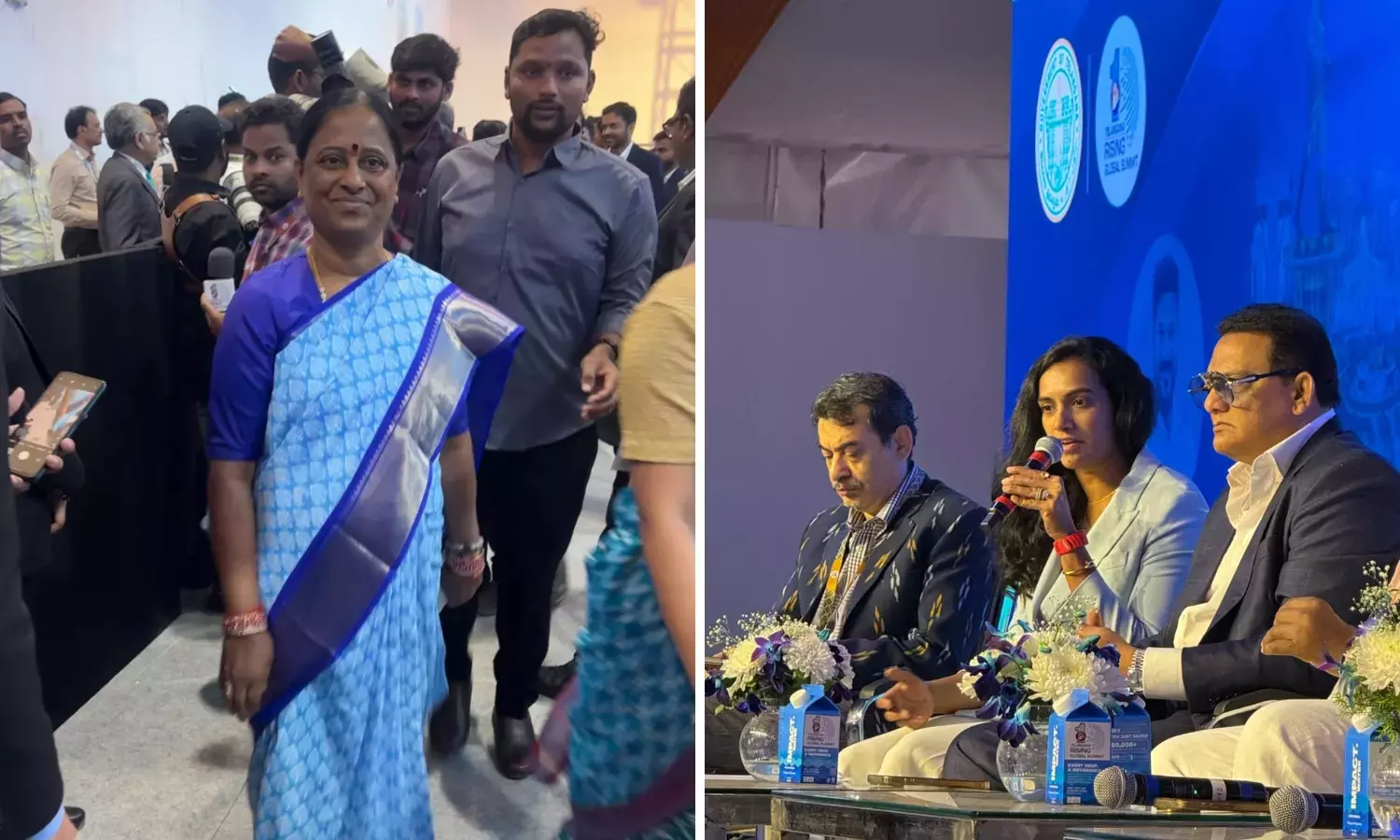 Telangana राइजिंग ग्लोबल समिट 2025 के दूसरे दिन इंदिराम्मा साड़ी ने सबका ध्यान खींचा Telangana राइजिंग ग्लोबल समिट 2025 के दूसरे दिन इंदिराम्मा साड़ी ने सबका ध्यान खींचा