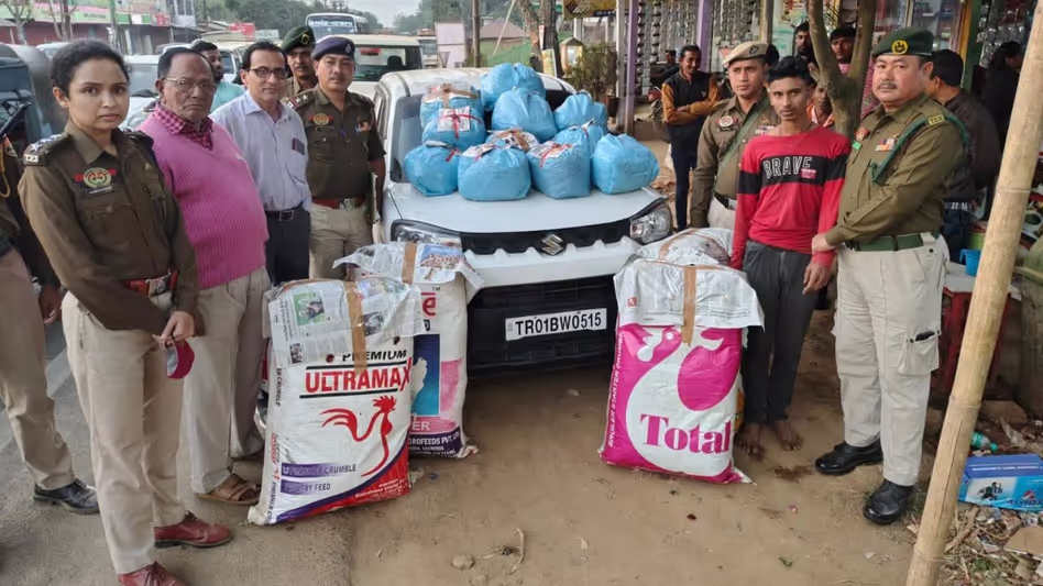 Tripura पुलिस ने 94 kg गांजे की तस्करी की कोशिश नाकाम की, एक गिरफ्तार Tripura पुलिस ने 94 kg गांजे की तस्करी की कोशिश नाकाम की, एक गिरफ्तार