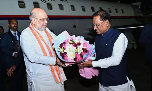 CM विष्णुदेव साय ने केंद्रीय गृह मंत्री अमित शाह का किया भव्य स्वागत