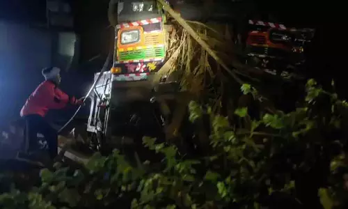 कलिंगा घाट पर लोहे की छड़ों से लदा ट्रक पुलिया में गिरा, ड्राइवर की मौत