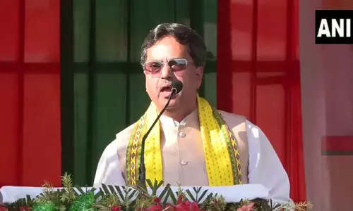 त्रिपुरा के मुख्यमंत्री माणिक साहा ने अगरतला में रैली को संबोधित किया