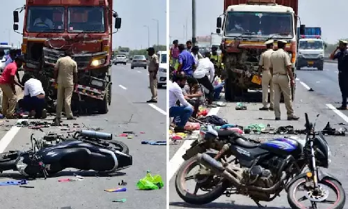 Rajasthan: तेज रफ्तार ट्रक ने पति-पत्नी और मासूम को रौंदा Rajasthan: तेज रफ्तार ट्रक ने पति-पत्नी और मासूम को रौंदा