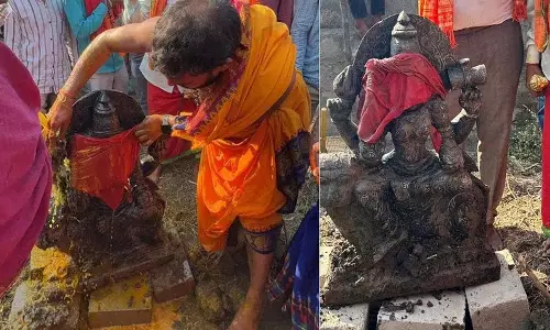 Mancherial जिले में मिली दुर्गा माता की मूर्ति