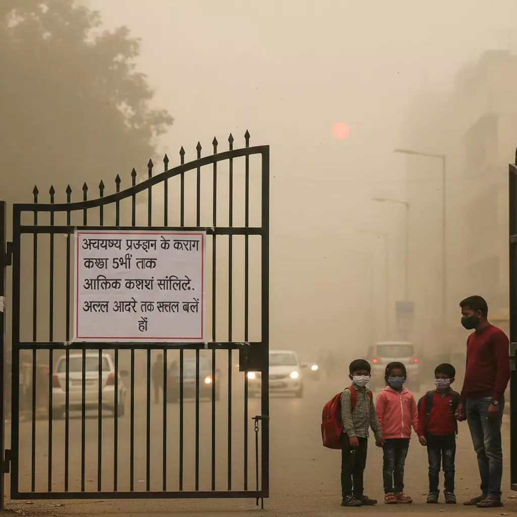 Air pollution: 5वीं तक की ऑफलाइन क्लास सस्पेंड Air pollution: 5वीं तक की ऑफलाइन क्लास सस्पेंड