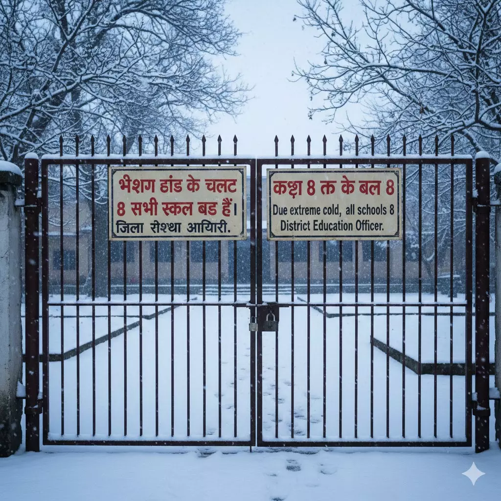 भीषण ठंड के चलते नर्सरी से कक्षा 8 तक के स्कूल बंद भीषण ठंड के चलते नर्सरी से कक्षा 8 तक के स्कूल बंद