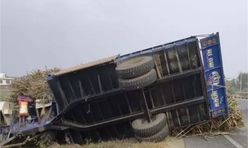 Punjab : घनी धुंध में गन्ने से भरी ट्रैक्टर-ट्रॉली बीच सड़क पलटी, टला बड़ा हादसा Punjab : घनी धुंध में गन्ने से भरी ट्रैक्टर-ट्रॉली बीच सड़क पलटी, टला बड़ा हादसा