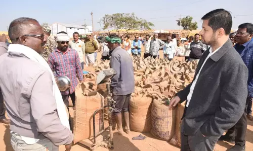 कलेक्टर ने मचान्दुर धान उपार्जन केन्द्र का किया आकस्मिक निरीक्षण