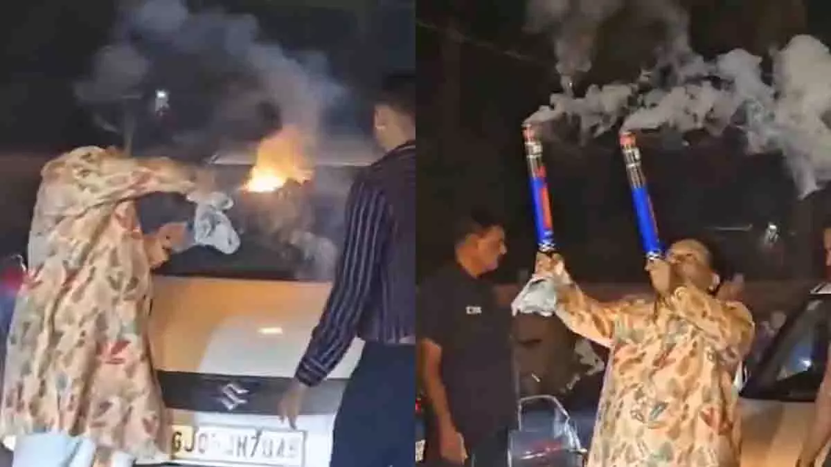 बिजनेसमैन ने जन्मदिन के लिए सड़क बंद की, पटाखों से लोगों को डराया बिजनेसमैन ने जन्मदिन के लिए सड़क बंद की, पटाखों से लोगों को डराया