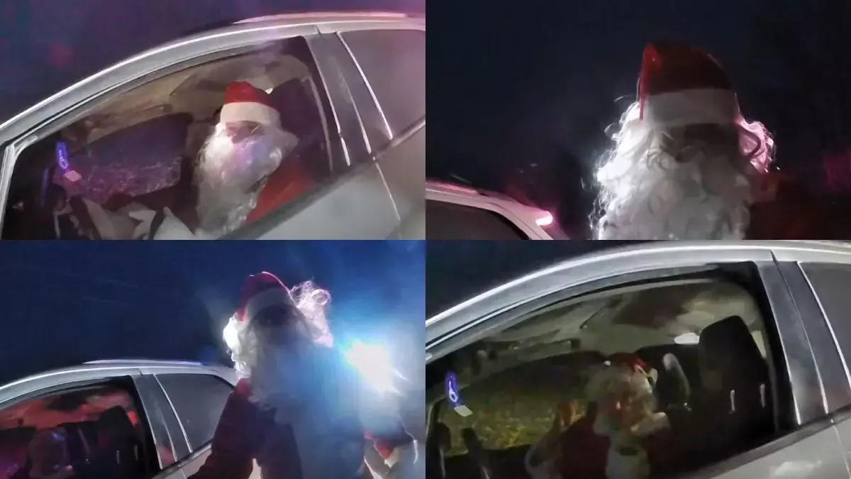 सांता तेज़ गाड़ी चलाते हुए पकड़े गए: पुलिस ने पूछा, क्या आपके पास ड्राइविंग लाइसेंस..