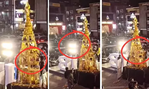 Indore : दक्षिणपंथी कार्यकर्ताओं ने हब फ़ूड स्ट्रीट पर क्रिसमस ट्री उखाड़ा