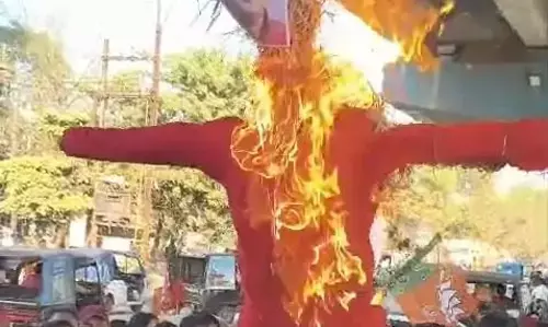 भूपेश बघेल का पुतला जलाया गया भूपेश बघेल का पुतला जलाया गया