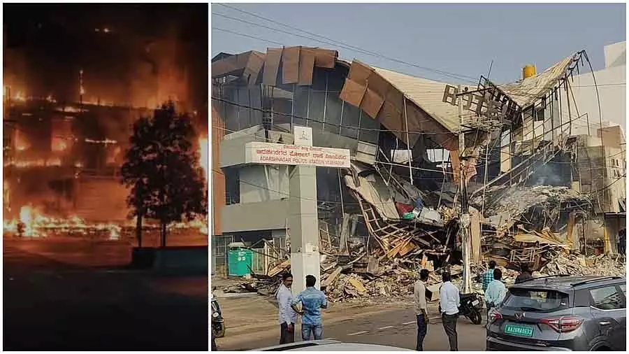 Short circuit accident : आग बुझने से पहले ही कृष्णा होटल जलकर खाक हो गया Short circuit accident : आग बुझने से पहले ही कृष्णा होटल जलकर खाक हो गया