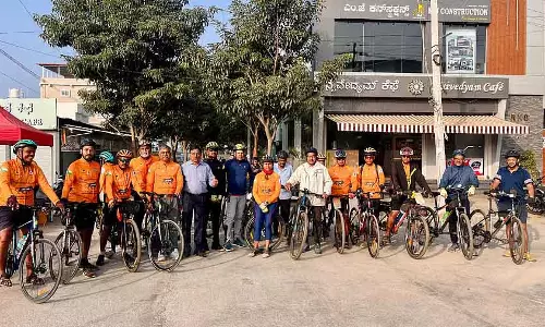 Karnataka : स्वदेशी जागरूकता के लिए साइकिल रैली Karnataka : स्वदेशी जागरूकता के लिए साइकिल रैली