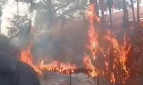 मन्नत धागों और चुनरी में लगी आग, मंदिर परिसर में हड़कंप
