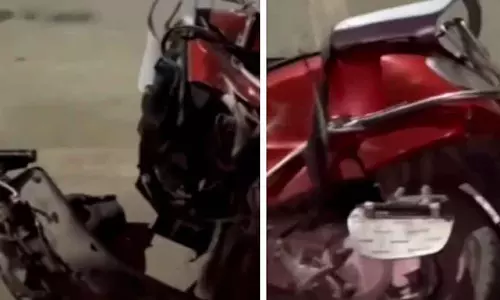 Indore : विजय नगर में तेज़ रफ़्तार कार ने स्कूटर को टक्कर मारी, सवार को 100 मीटर तक घसीटते हुए ले गई