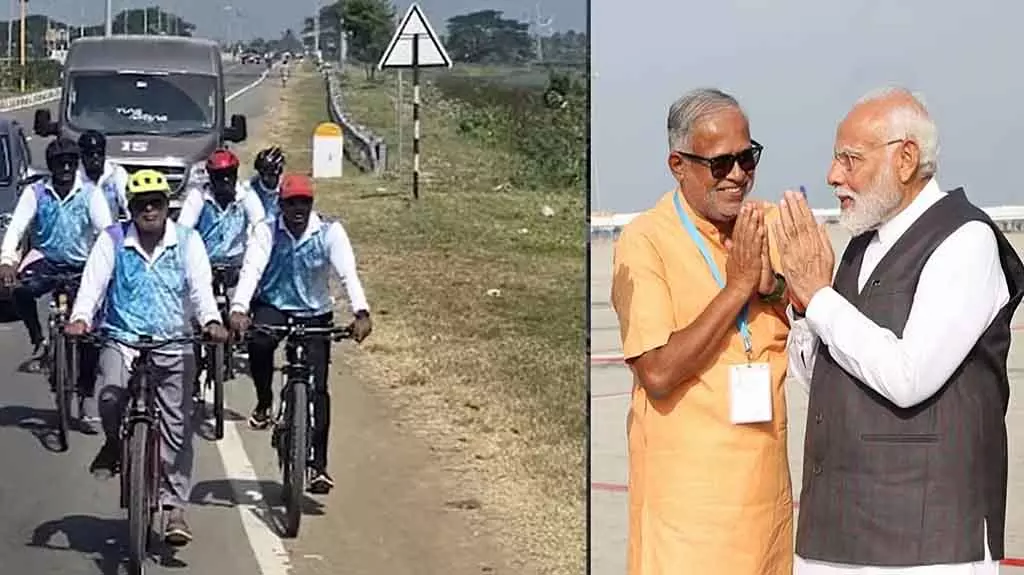 बेंगलुरु से कन्याकुमारी तक साइकिलिंग: PM मोदी ने सुरेश कुमार के एडवेंचर की तारीफ़ की बेंगलुरु से कन्याकुमारी तक साइकिलिंग: PM मोदी ने सुरेश कुमार के एडवेंचर की तारीफ़ की