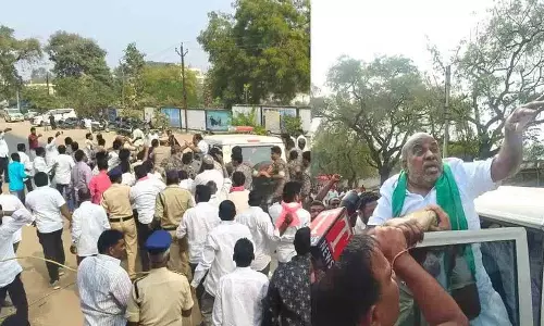 किसानों के मुद्दों पर पूर्व मंत्री के नेतृत्व में विरोध प्रदर्शन