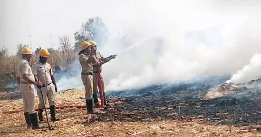 Harapanahalli : मक्के के चारे के 10 ढेर जलकर राख हो गए Harapanahalli : मक्के के चारे के 10 ढेर जलकर राख हो गए
