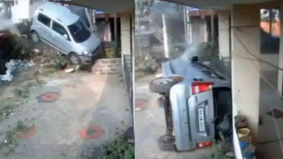 Karnataka: टायर फटने से वैगनआर घर में घुसी, ड्राइवर बाल-बाल बचा Karnataka: टायर फटने से वैगनआर घर में घुसी, ड्राइवर बाल-बाल बचा