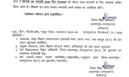 आज स्कूलों में छुट्टी, कड़ाके की ठंड के चलते कलेक्टर ने जारी किया आदेश
