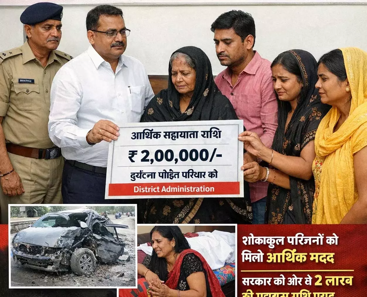 सड़क दुर्घटना प्रकरण में परिजनों को आर्थिक सहायता राषि स्वीकृत सड़क दुर्घटना प्रकरण में परिजनों को आर्थिक सहायता राषि स्वीकृत