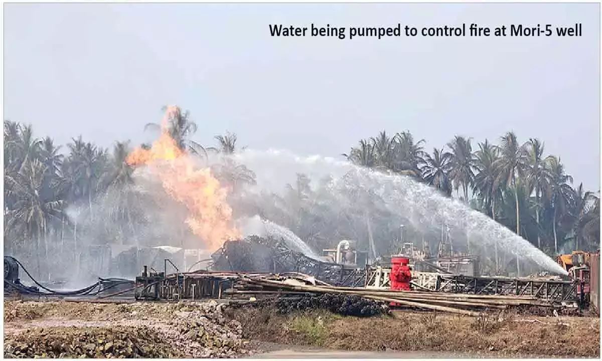 ONGC मोरी-5 कुएं में लगी आग चौथे दिन भी जारी है