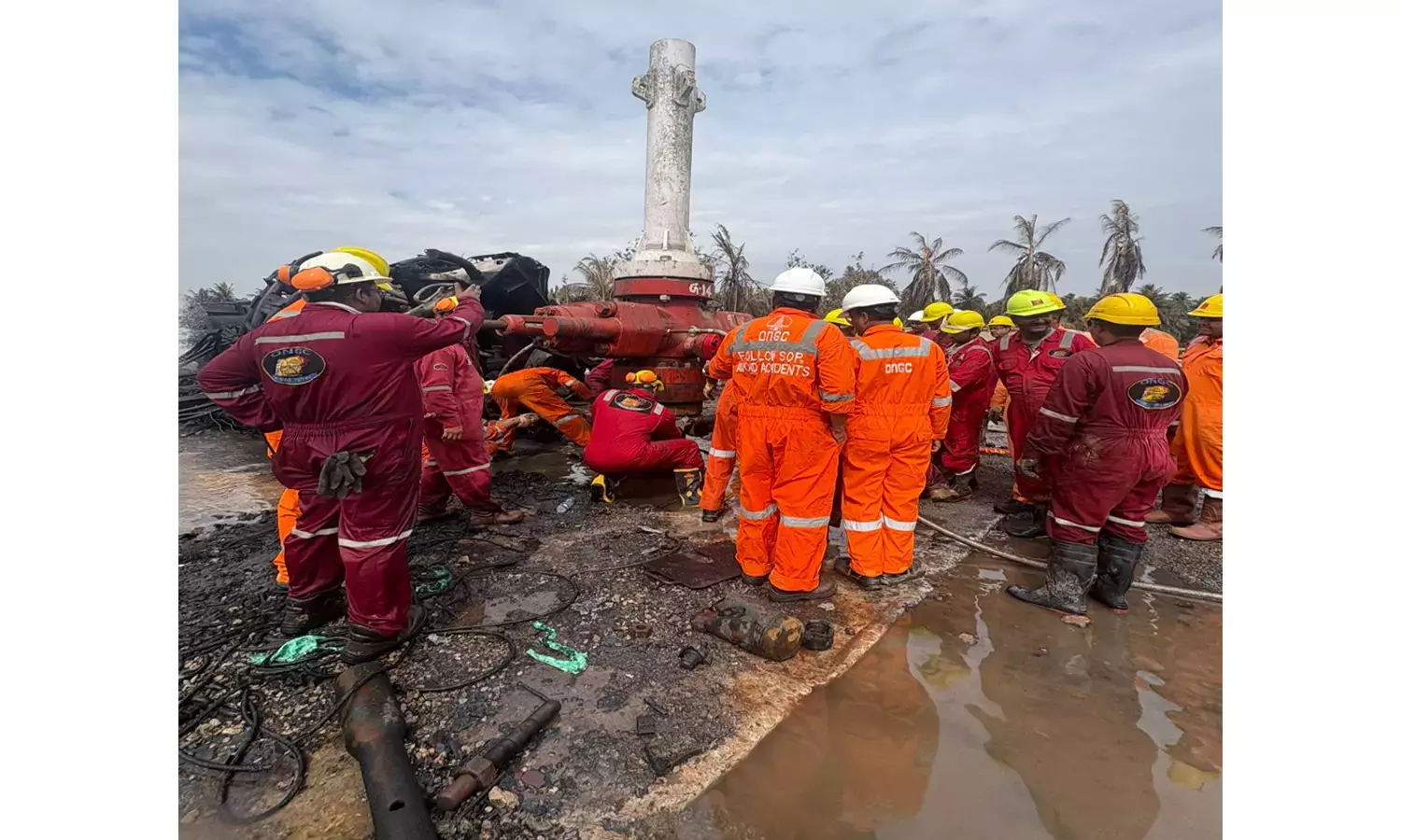 कोनासीमा ONGC मोरी-5 कुएं में लगी आग पांच दिन बाद बुझी