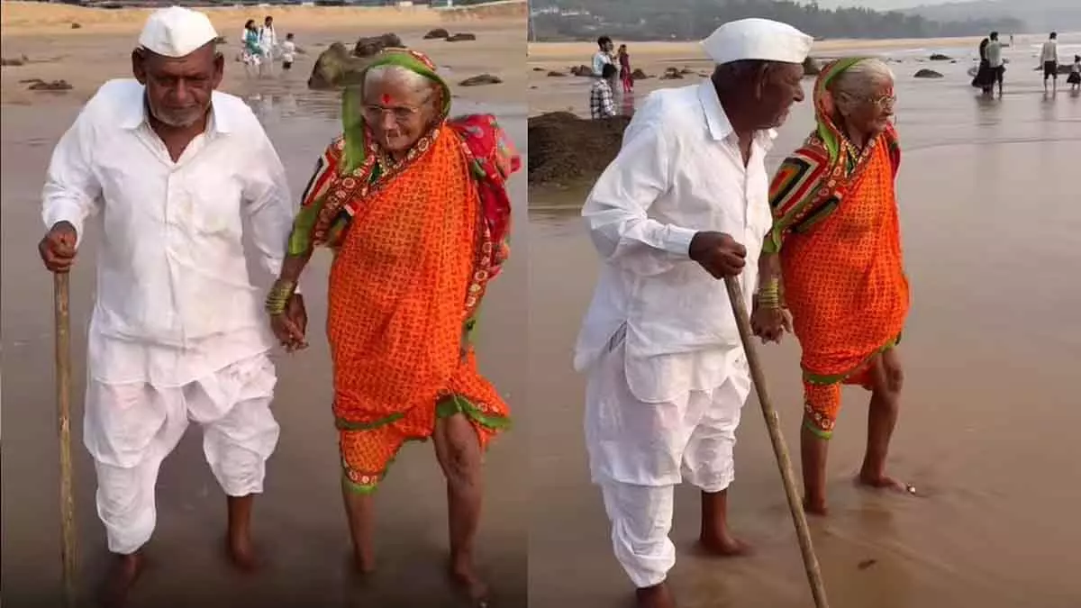 Mumbai की एक महिला के दादा-दादी ने पहली बार समुद्र किनारे का अनुभव किया Mumbai की एक महिला के दादा-दादी ने पहली बार समुद्र किनारे का अनुभव किया