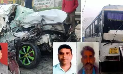 कार-बस की टक्कर में Himachal Pradesh के चार युवकों की मौत