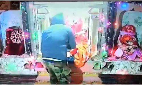 मंदिर में चोरी, चोर ने कान पकड़कर मांगी माफी, पाप CCTV में कैद मंदिर में चोरी, चोर ने कान पकड़कर मांगी माफी, पाप CCTV में कैद