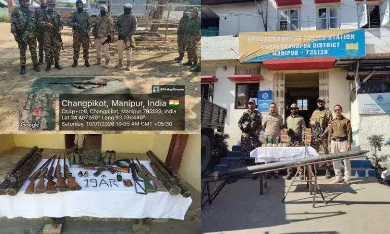 भारतीय सेना और CRPF ने मणिपुर में हथियारों और विस्फोटकों का बड़ा जखीरा बरामद किया