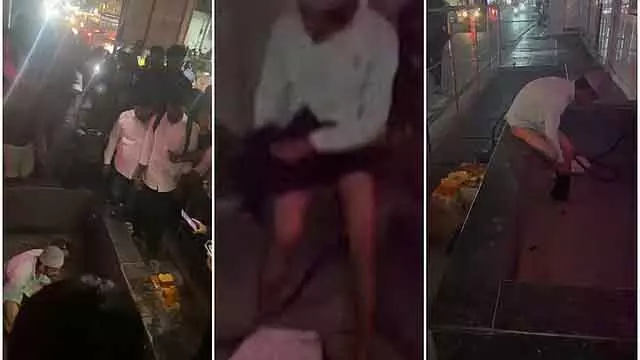 Muslim आदमी ने हिंदू मंदिर के सामने शौच किया: स्थानीय लोगों ने उसकी पिटाई की Muslim आदमी ने हिंदू मंदिर के सामने शौच किया: स्थानीय लोगों ने उसकी पिटाई की