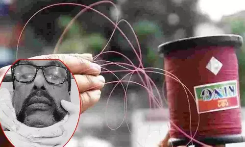 Uppal के पास चाइना मांझा से गला कटने से एएसआई घायल