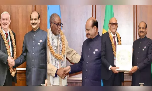 ओम बिरला ने ब्रिटेन, सेंट लूसिया, तंजानिया, मॉरीशस और Botswana के वक्ताओं से मुलाकात की