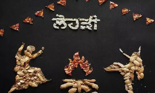 Jalandhar के कलाकार ने मूंगफली के छिलकों से लोहड़ी की कलाकृति बनाई Jalandhar के कलाकार ने मूंगफली के छिलकों से लोहड़ी की कलाकृति बनाई